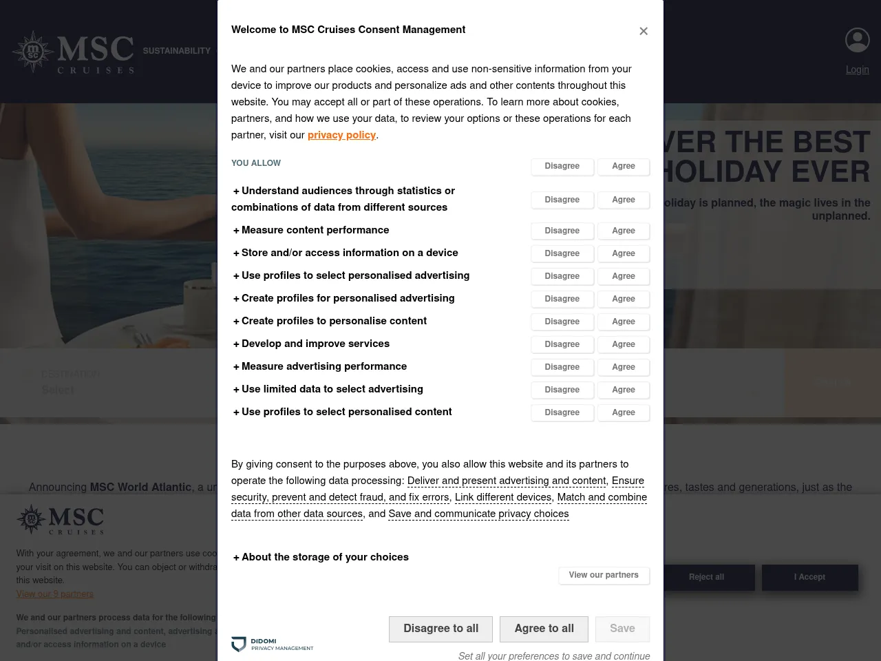 MSC Cruises Screenshot
