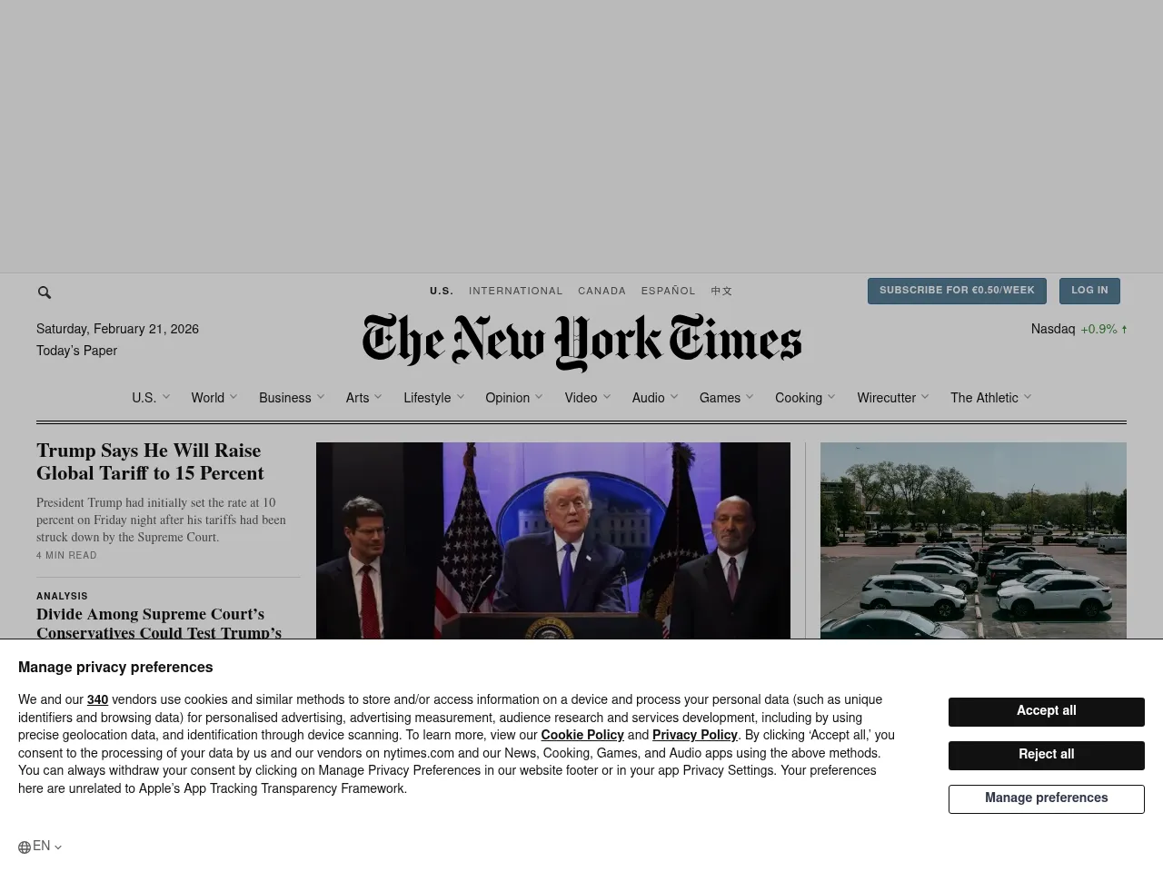 The New York Times Screenshot