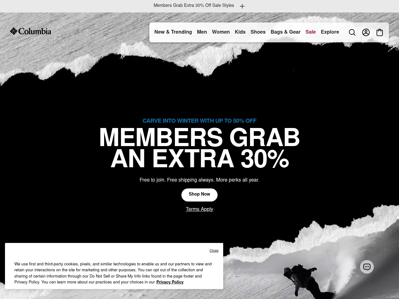 Columbia Sportswear Screenshot